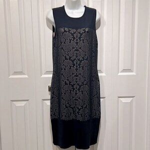 Anne Klein Navy Blue Sleeveless Sheath Midi Dress Size L